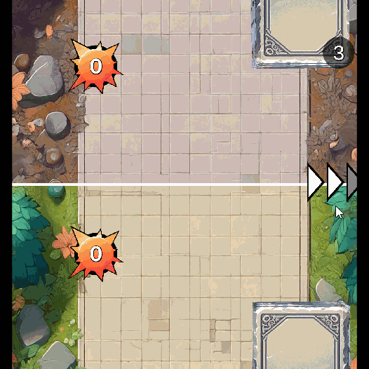 Pack Tactics gameplay showing a creature battle board