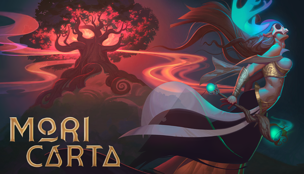 Mori Carta key art with the Ember Tree and masked rider